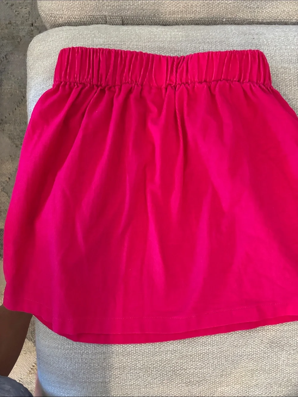 Girls' Bright Pink corduroy Gathered Waist Skirt-7